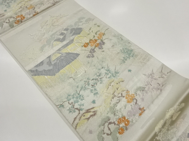 JAPANESE FUKURO OBI / WOVEN PINE & MAPLE LEAVES